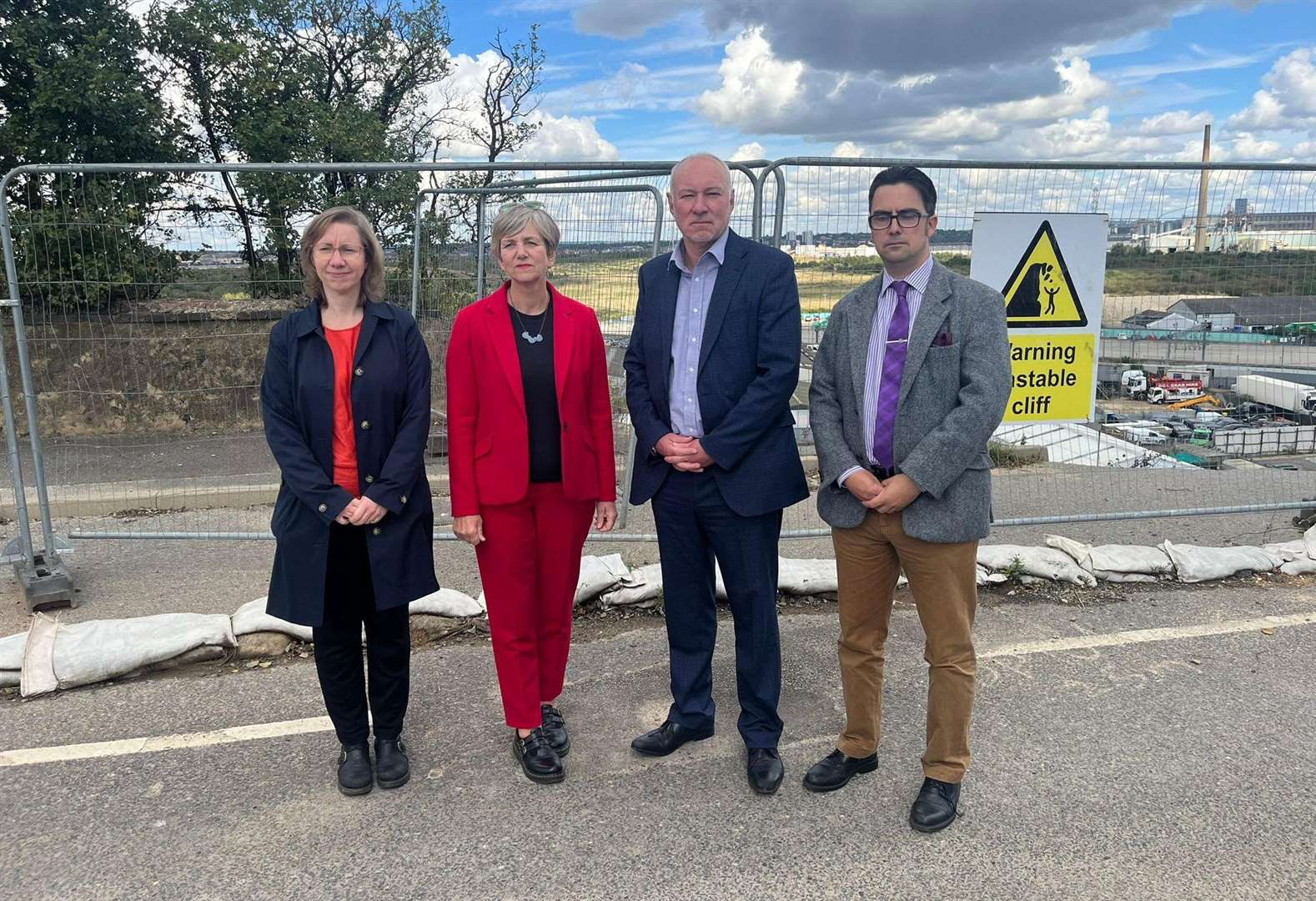 Gravesham MP Dr Lauren Sullivan, government minister Lilian Greenwood, Dartford MP Jim Dickson and KCC's Cllr Neil Baker visit Galley Hill Road. Picture: Jim Dickson