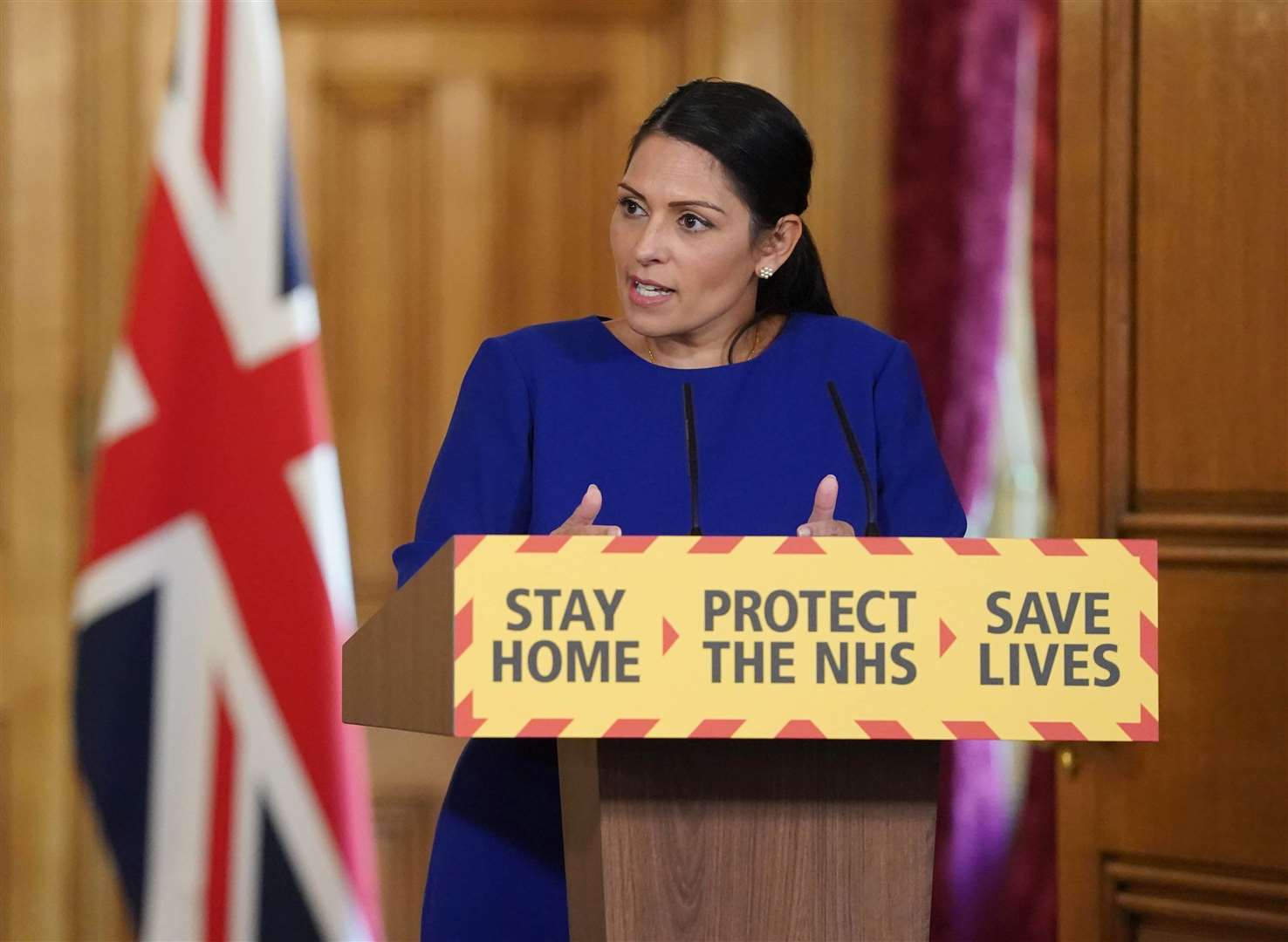 Home Secretary Priti Patel will outline the quarantine plans (Pippa Fowles/10 Downing Street/Crown Copyright/PA)