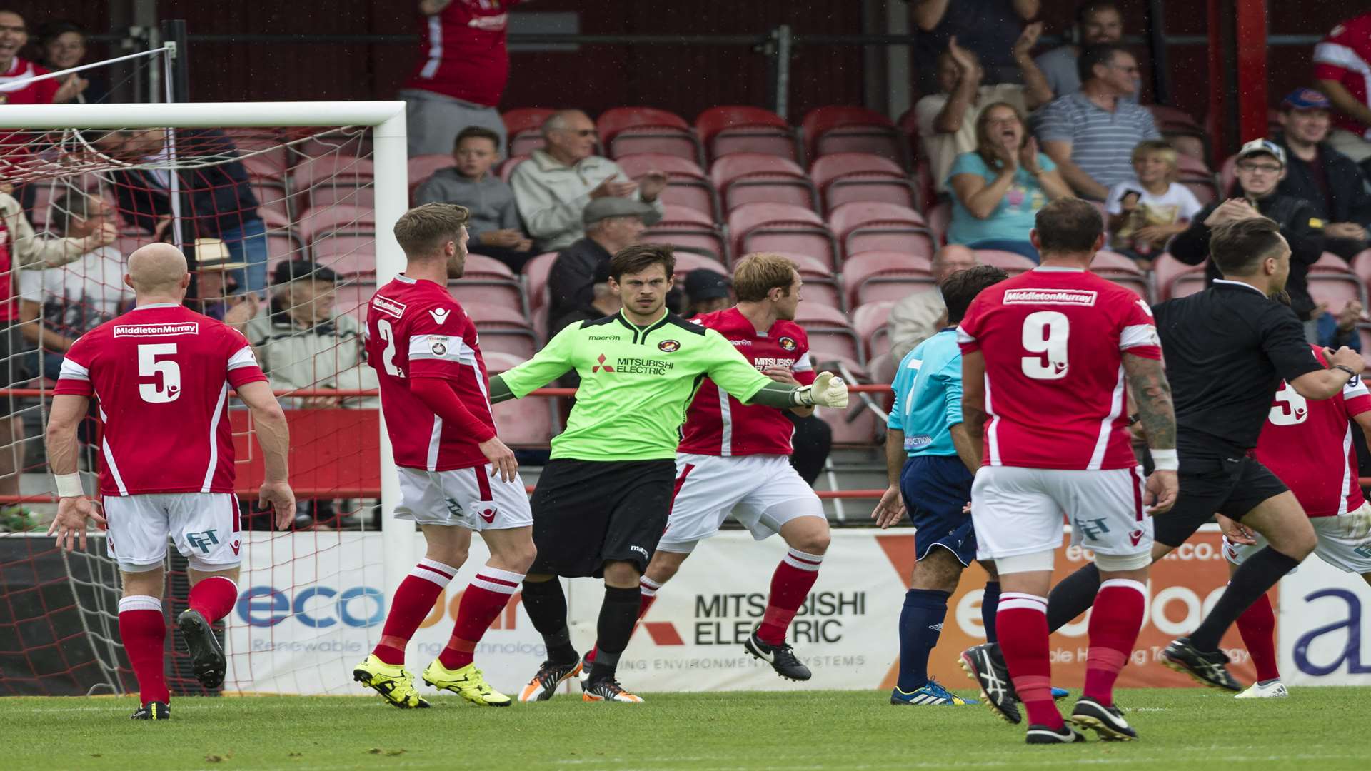 Ebbsfleet keeper Brandon Hall has already saved two penalties this season Picture: Andy Payton