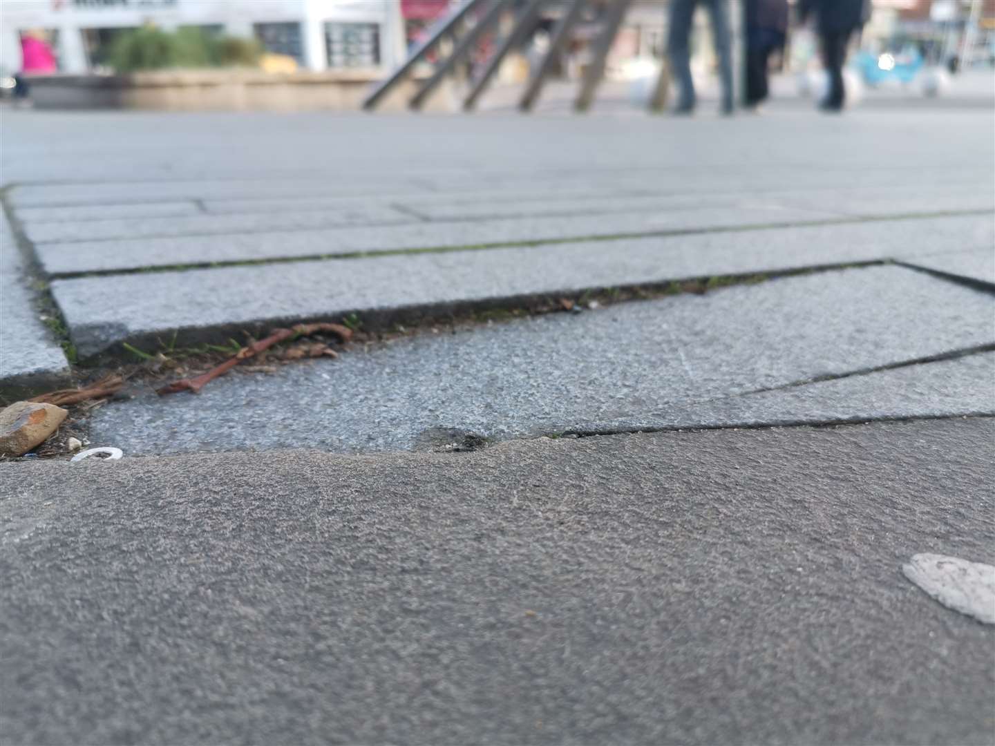 One of the sunken slabs on the High Street at the junction with North Street. Picture: John Kennedy