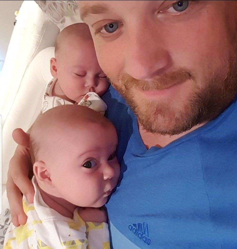 Steven Ford with his twins