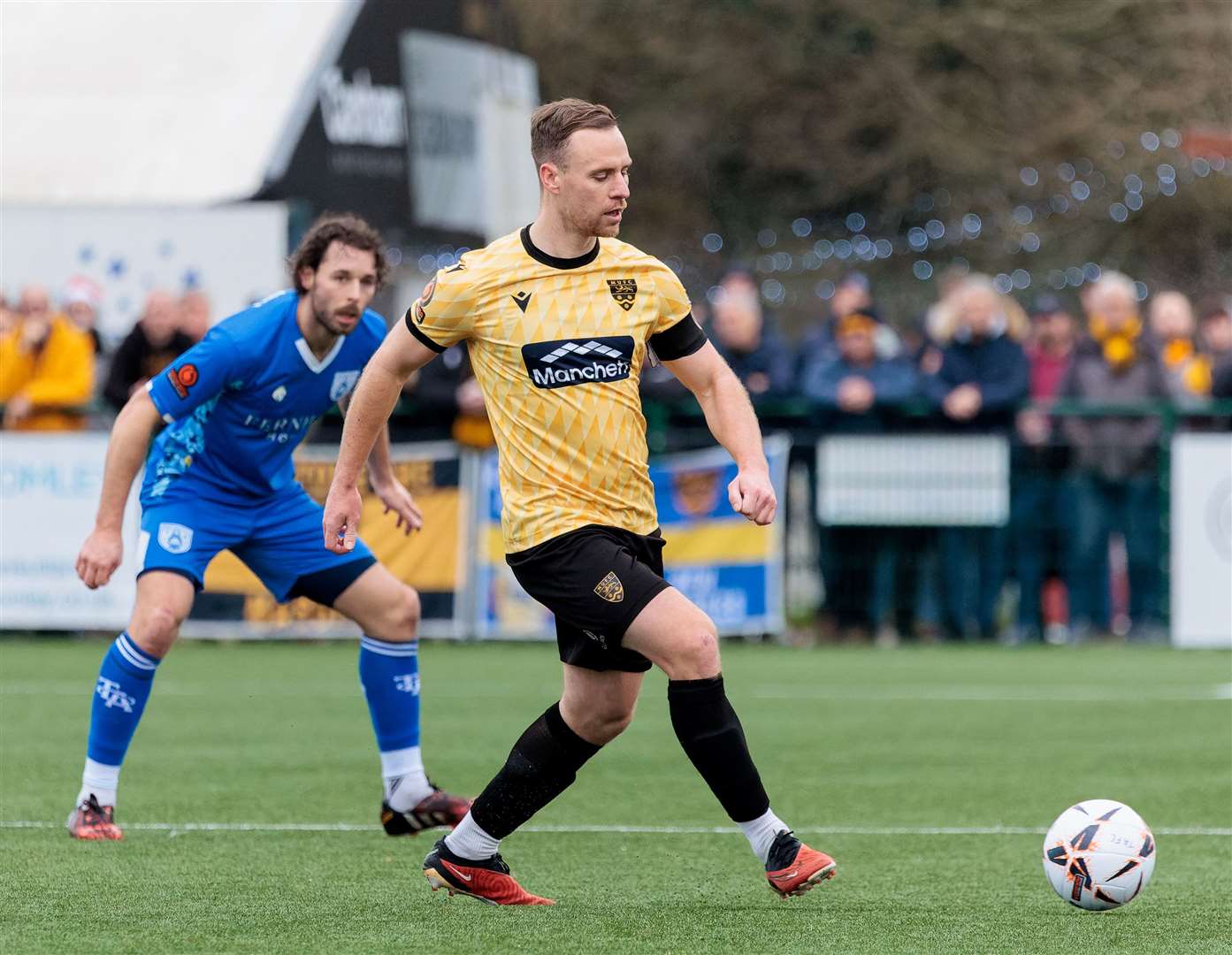 Maidstone midfielder Jordan Higgs in action against former club Tonbridge on Boxing Day. Picture: Helen Cooper