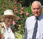 Widow Beatrice Paine with her husband at a garden party. Picture: VICKY ELDRIDGE