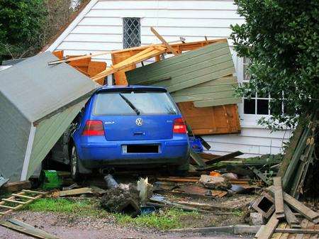 The VW Golf crashed into a house in Herne Bay