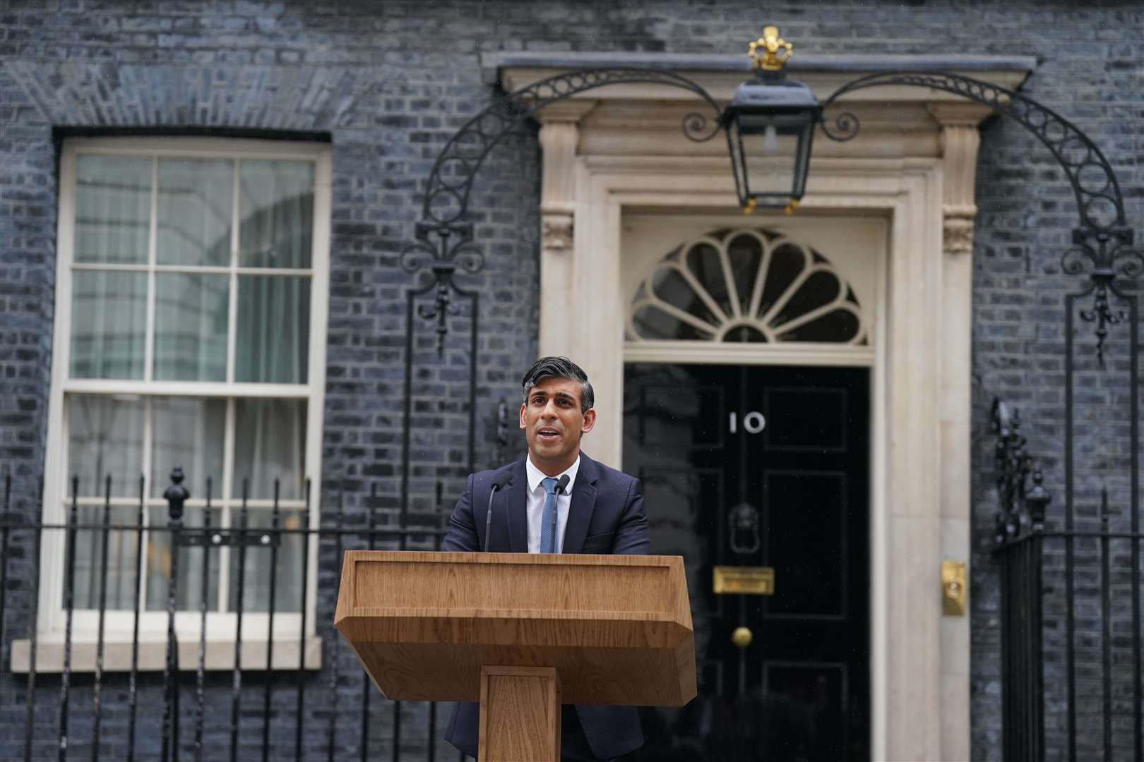 Prime Minister Rishi Sunak issues a statement outside 10 Downing Street after calling a General Election for July 4 (Stefan Rousseau/PA)