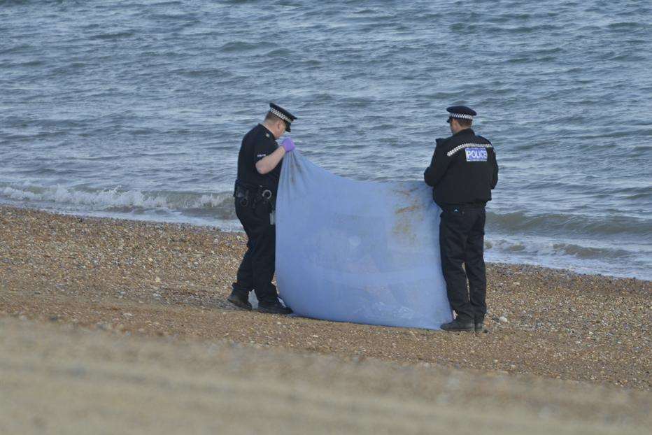 Officers at the scene yesterday