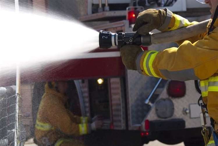 Firefighters tackled the blaze in Shorne, Gravesend. Stock image