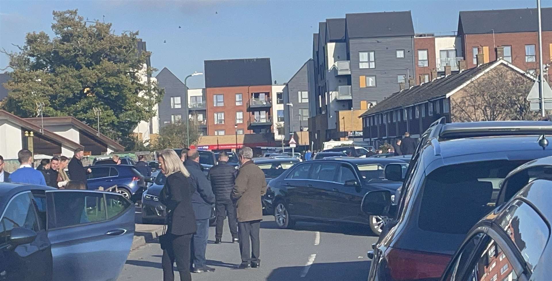 Mourners arrive for the funeral of Jacko Cosgrove, at Holy Family Church