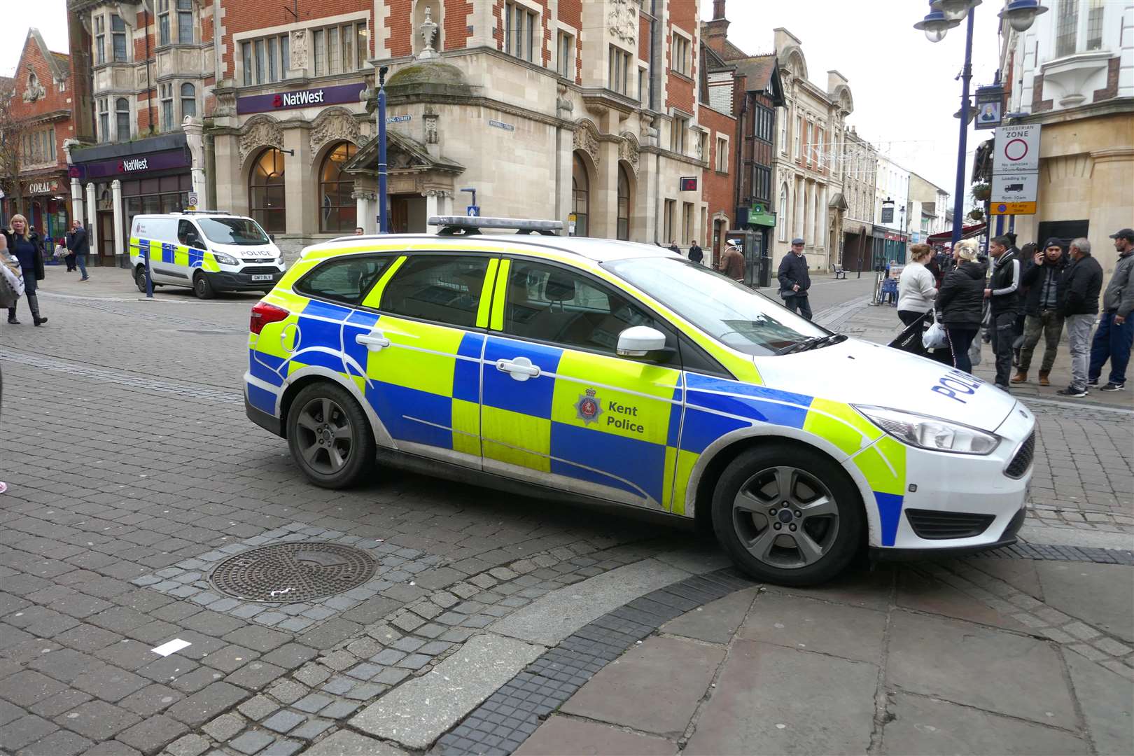 Police were spotted in Gravesend town centre