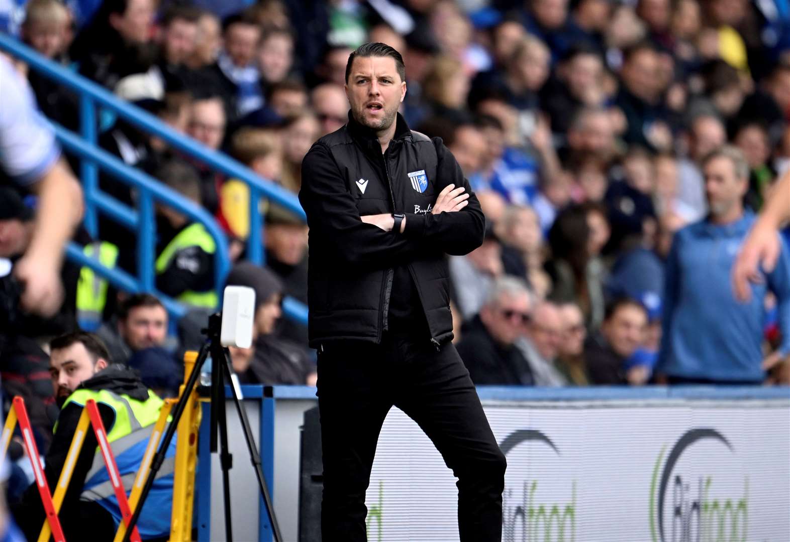 Manager Mark Bonner watches on at Priestfield Picture: Barry Goodwin