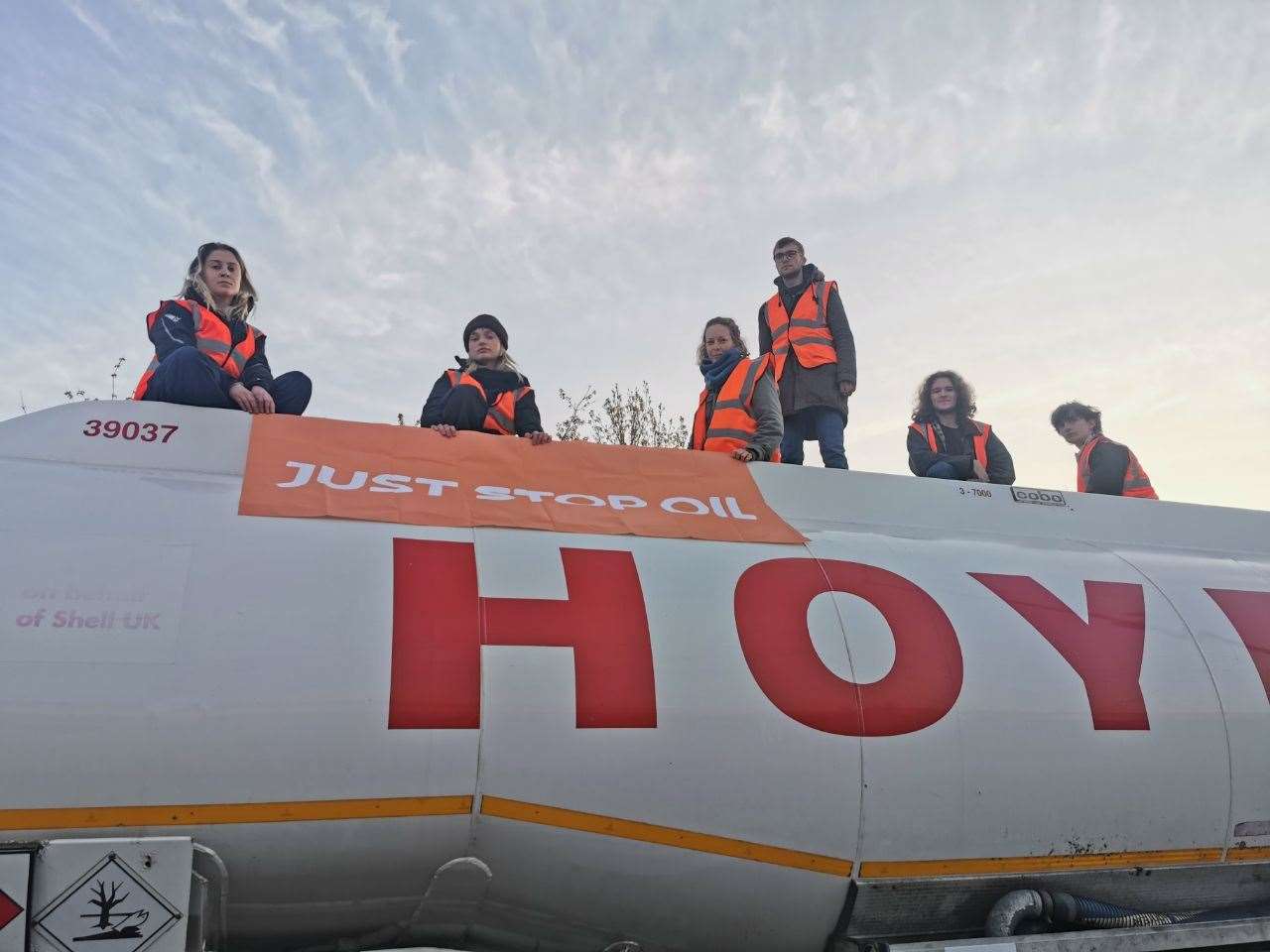 Protesters could be seen on top of oil tankers (Just Stop Oil/PA)