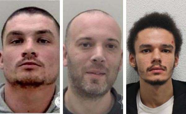 Bradley O'Neil, Wayne Denton and Charlie Eatherton were locked up. Picture: Kent Police