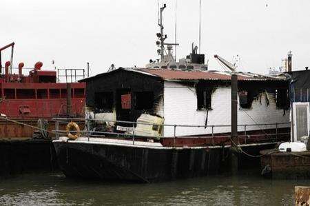 Houseboat fire.