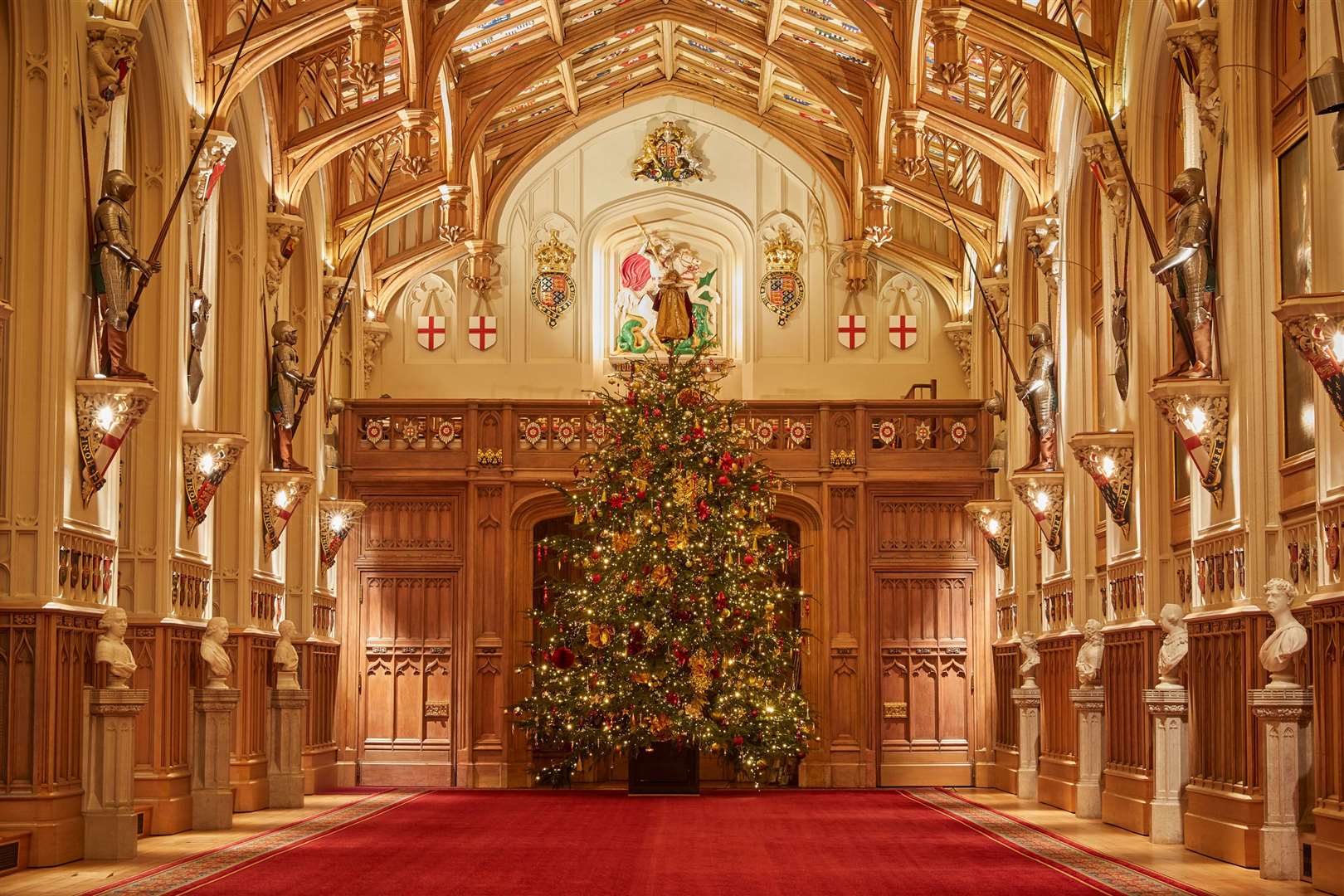 The 20-foot Norwegian Spruce in the Castle’s St George’s Hall (Royal Collection/Her Majesty Queen Elizabeth II 2020/PA)