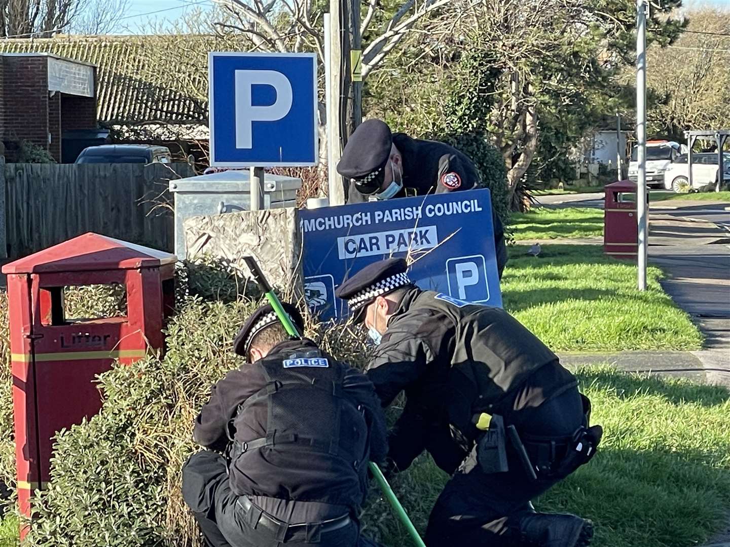 Police are searching bushes