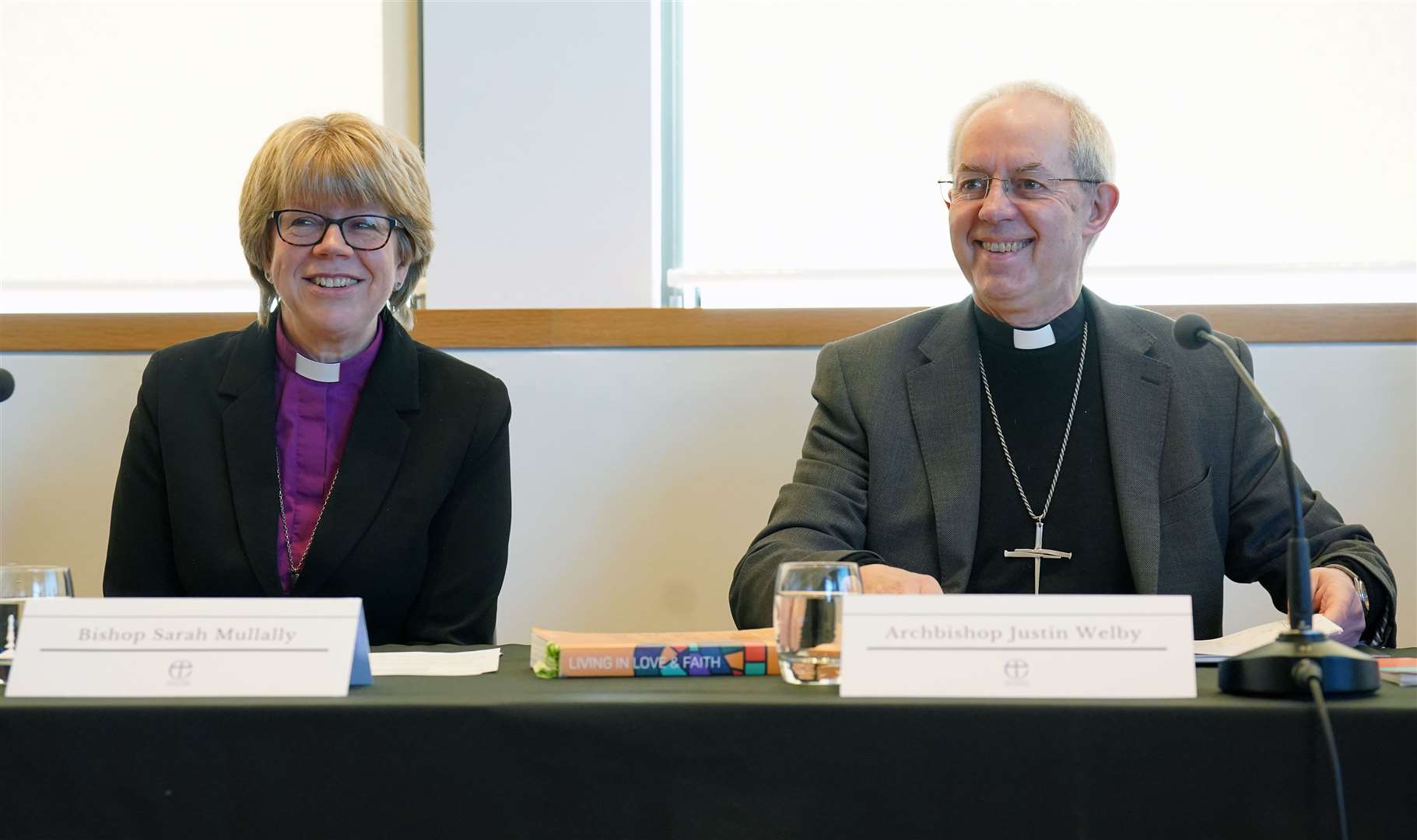 Dame Sarah Mullally with Archbishop of Canterbury, Justin Welby (Jonathan Brady/PA)