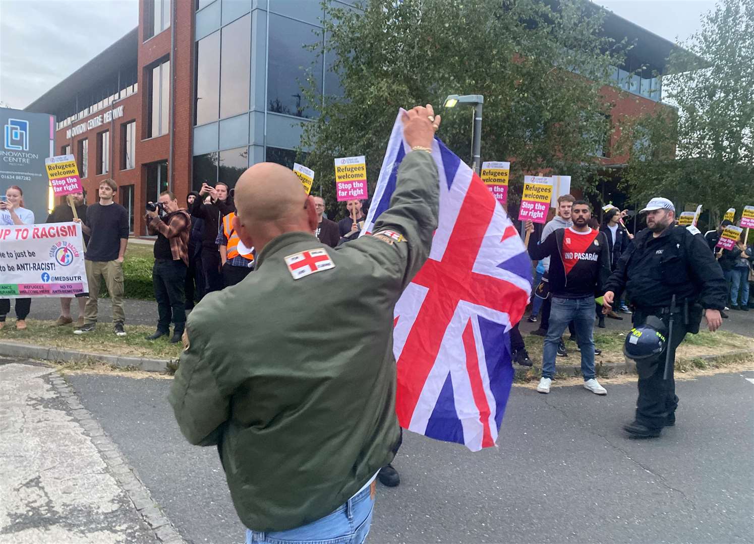 A judge said it was at a time when the country was beset by “bulk fury" and "violent disorder" such as this protest in Chatham