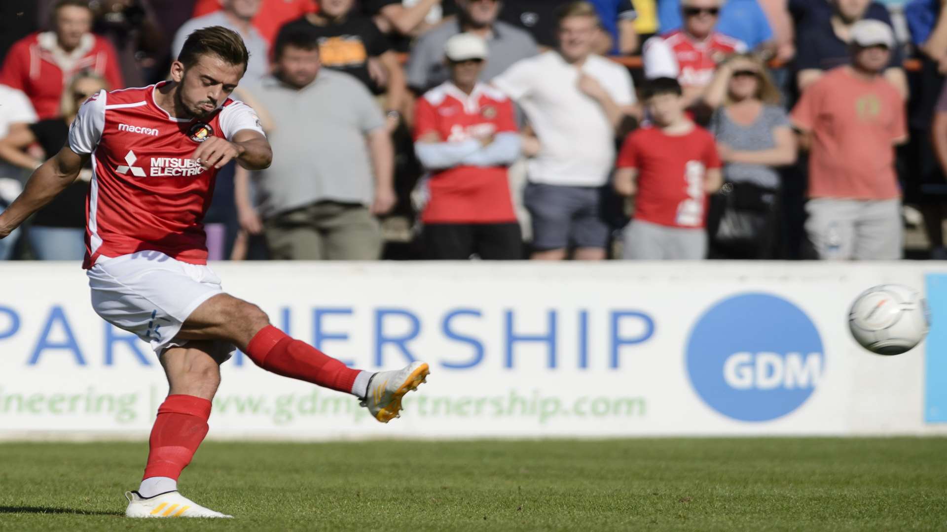 Jack Powell goes for goal against Eastleigh Picture: Andy Payton