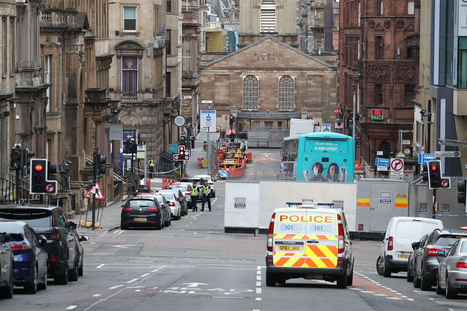 Police at the scene on Saturday morning (Andrew Milligan/PA)