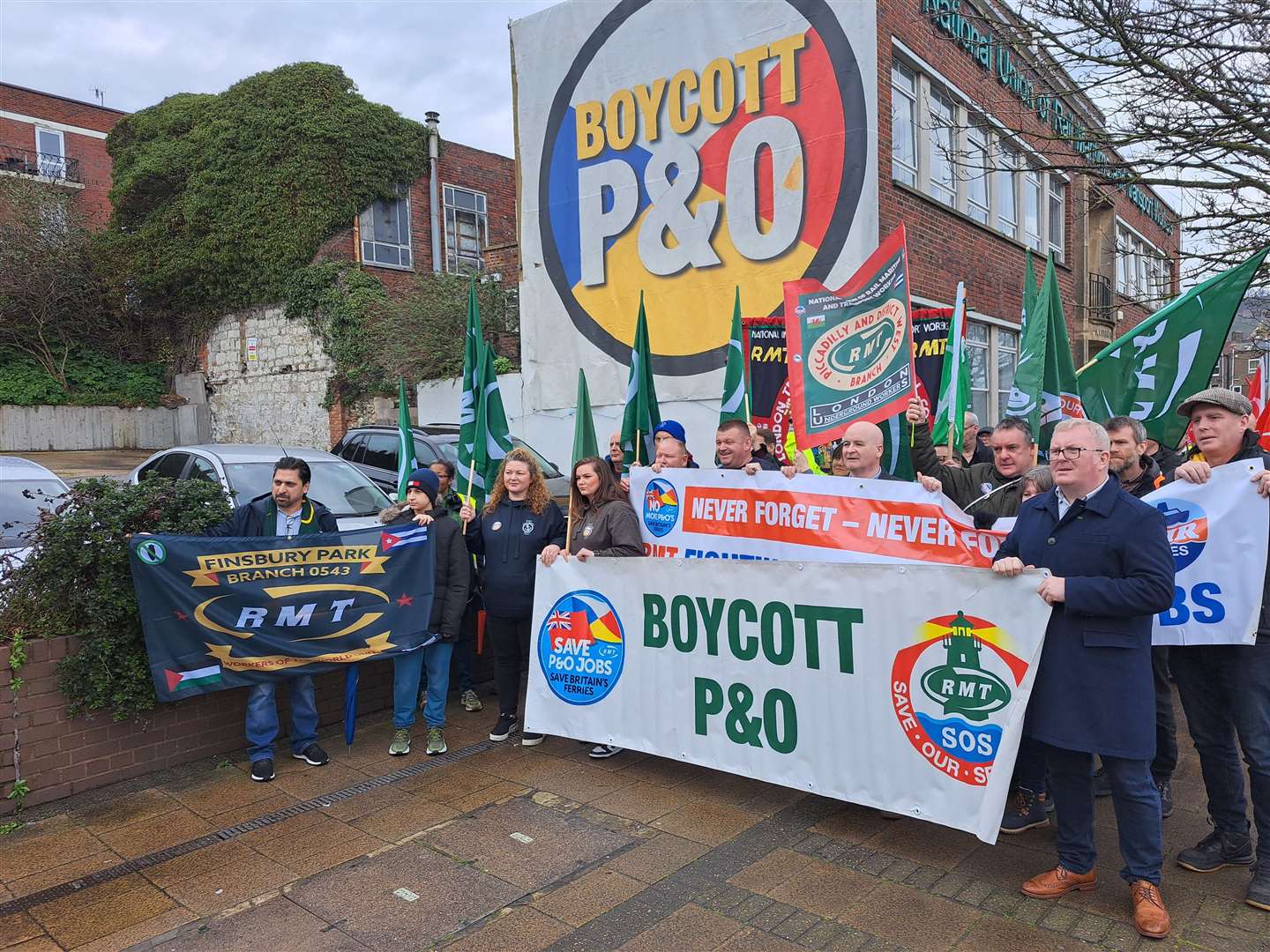 Marchers held banners reading 'boycott P&O'