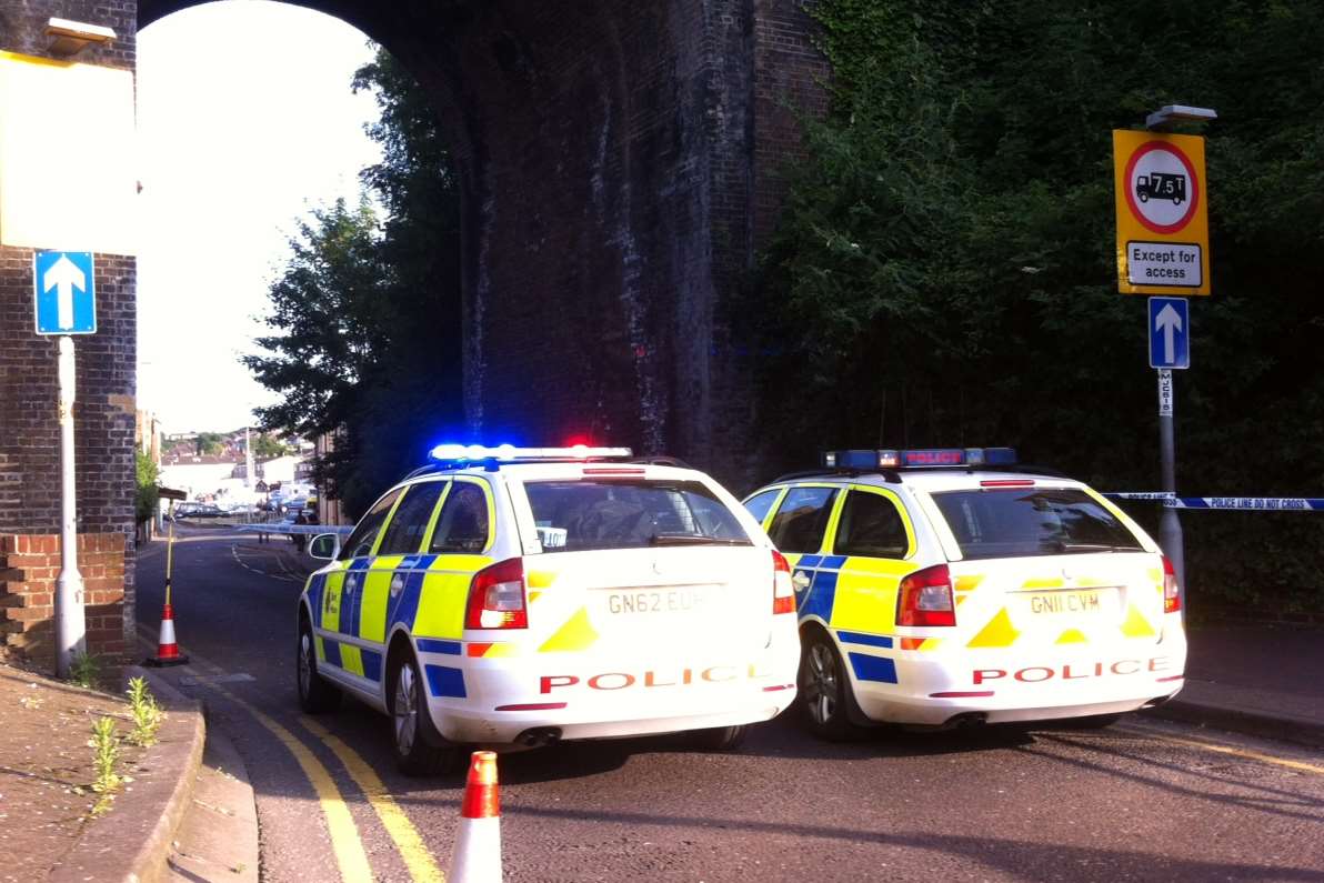 The scene in Magpie Road near Luton Arches in Chatham