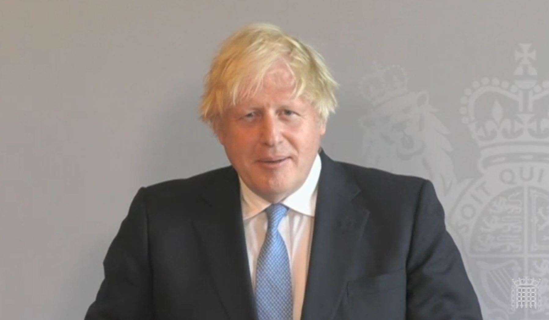 Prime Minister Boris Johnson speaks via videolink (Home of Commons/PA)