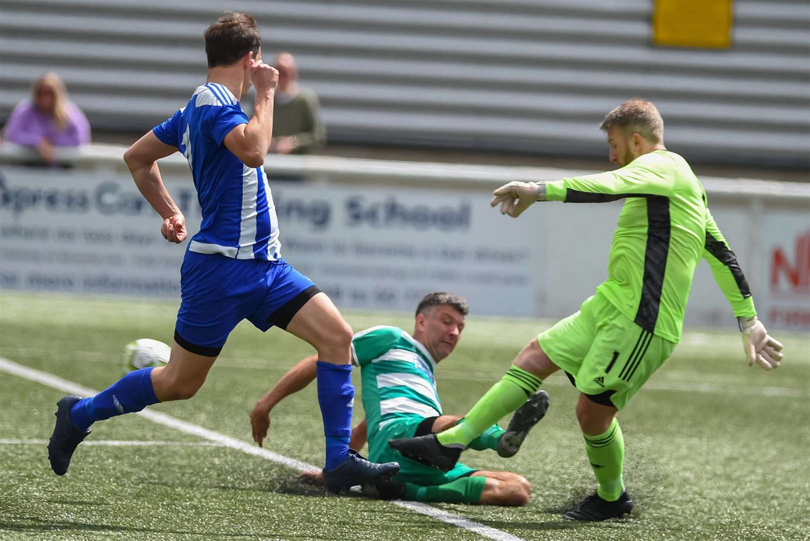 Keeper Chris Arnold clears the danger for Metrogas Vets against New Ash Green Vets. Picture: PSP Images