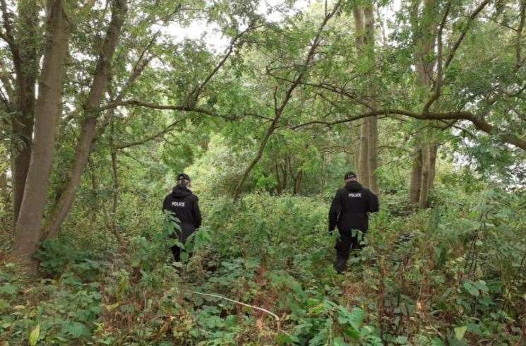 Officers searching for Liam Graham last year. Picture: Kent Police