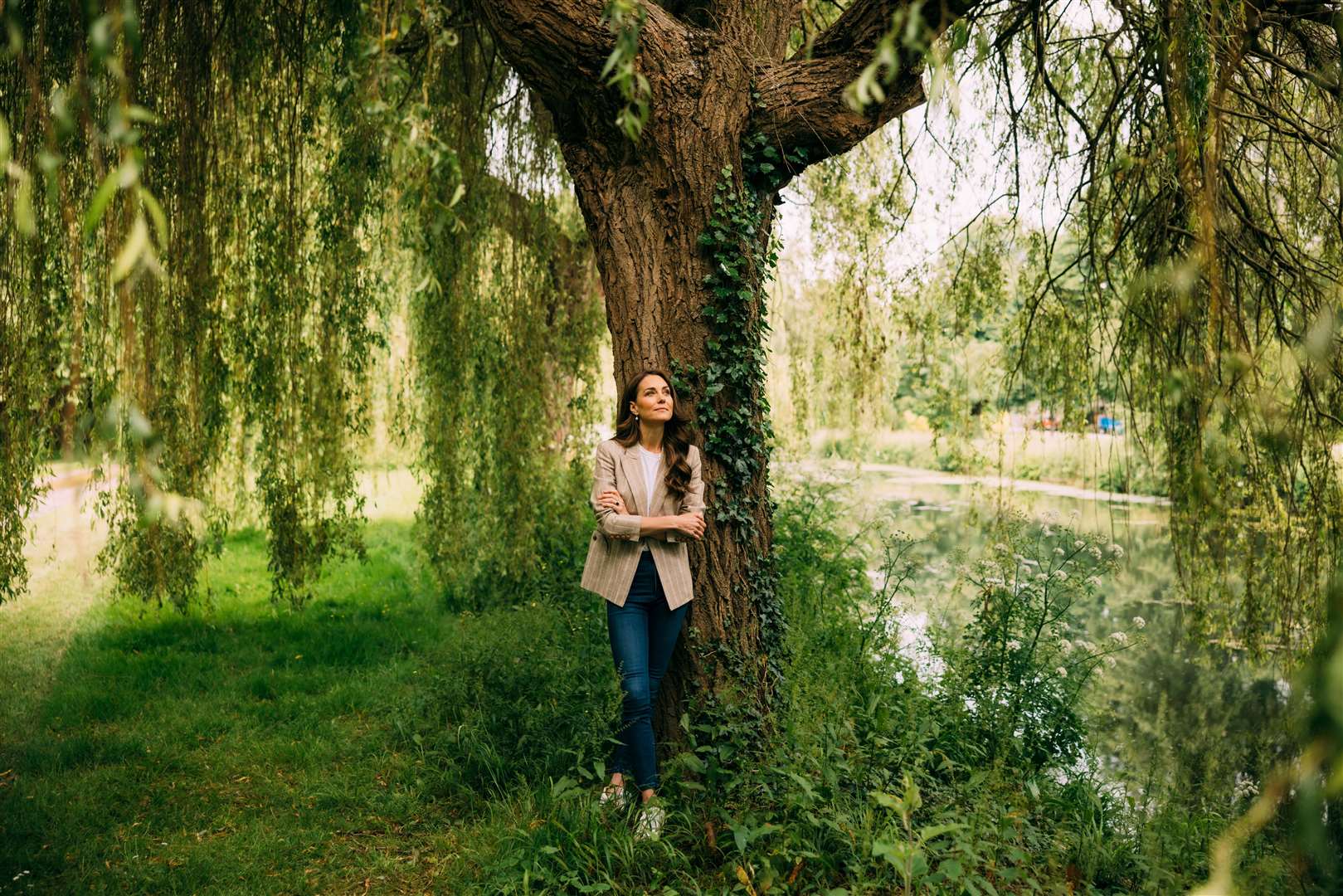 The Princess of Wales leaning on a willow tree in an image released to accompany her update in June (Matt Porteous/PA)