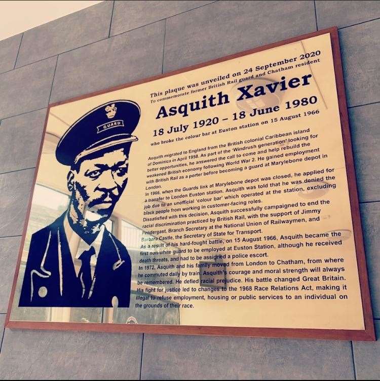 Asquith Xavier was the Medway resident who successfully pioneered and lobbied for equality in employment law, he now has a plaque at Chatham station