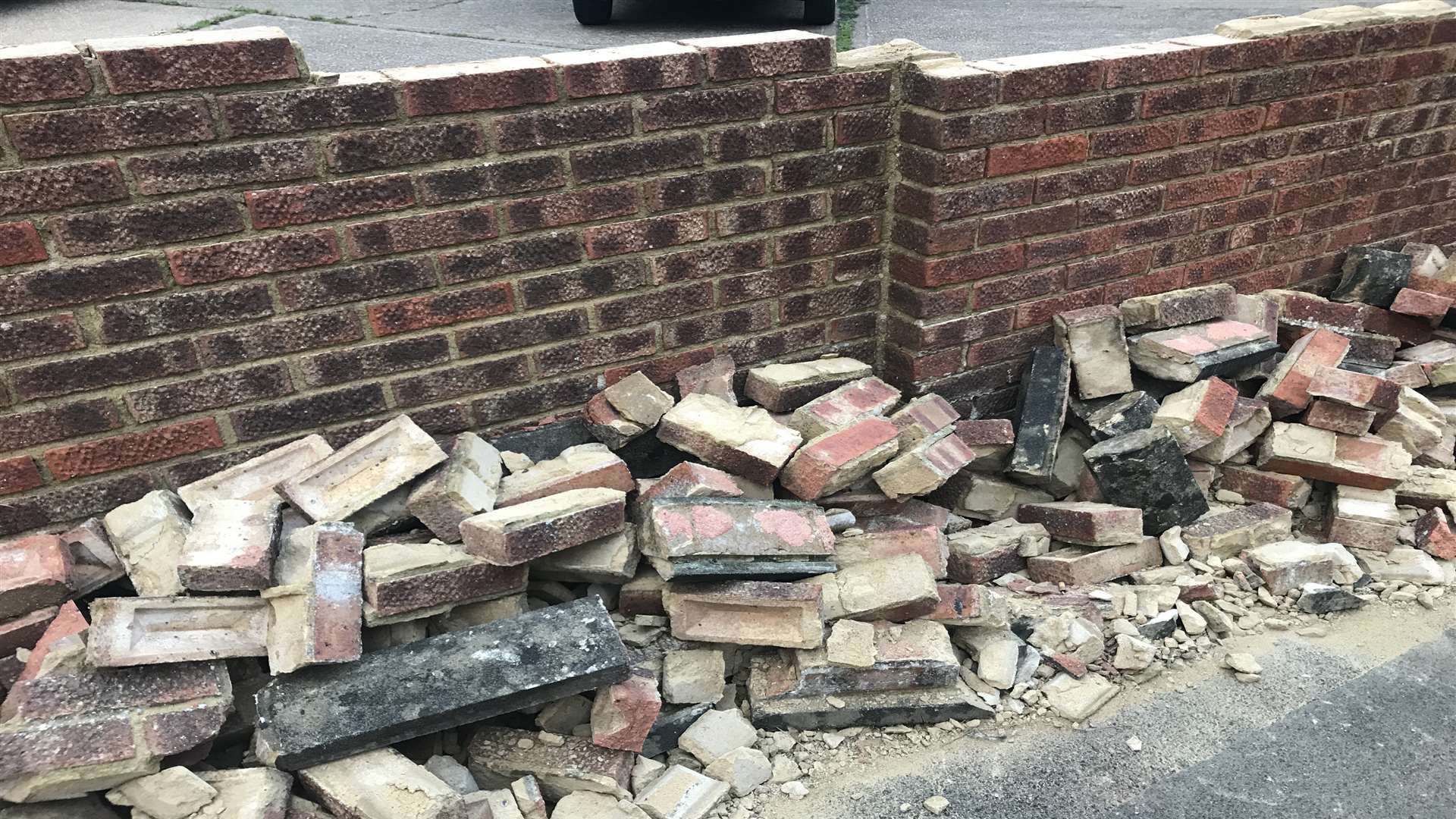 Yobs blew up the wall using fireworks