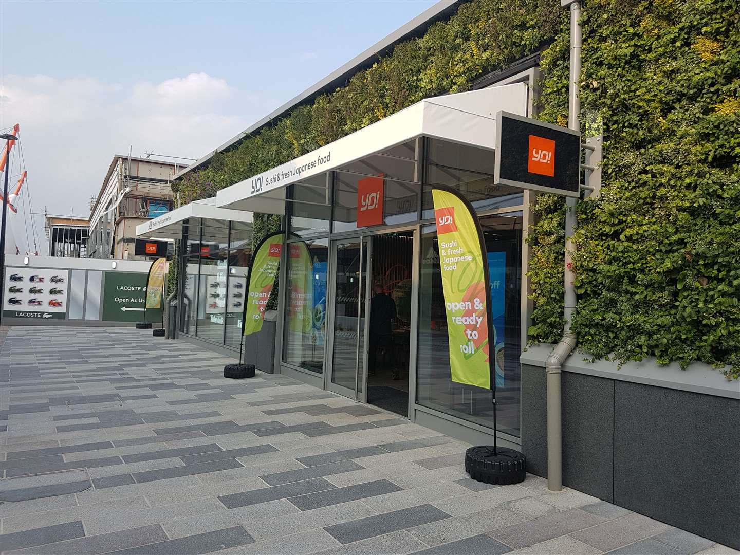 The exterior of the new YO! Sushi branch features part of a living wall which will cover the Ashford Designer Outlet's extension. (10794764)