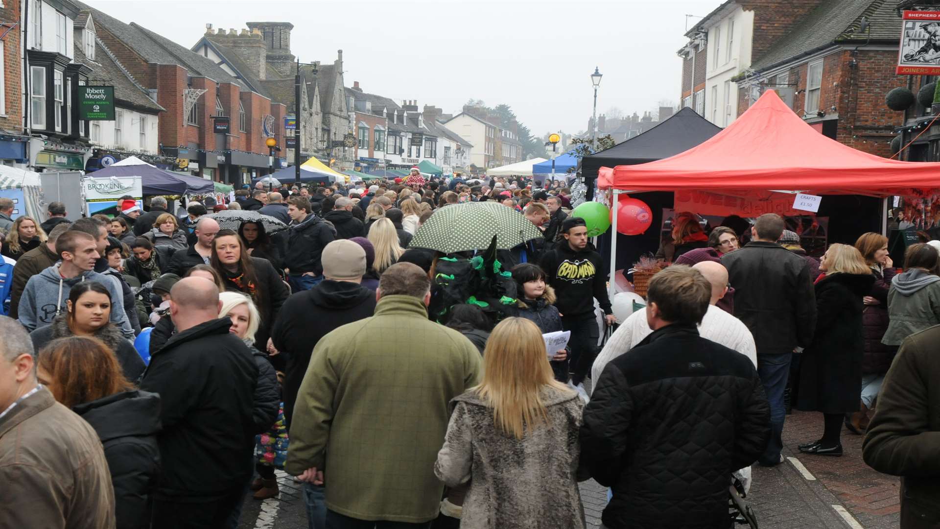 A packed West Malling High Street during the Christmas Festival