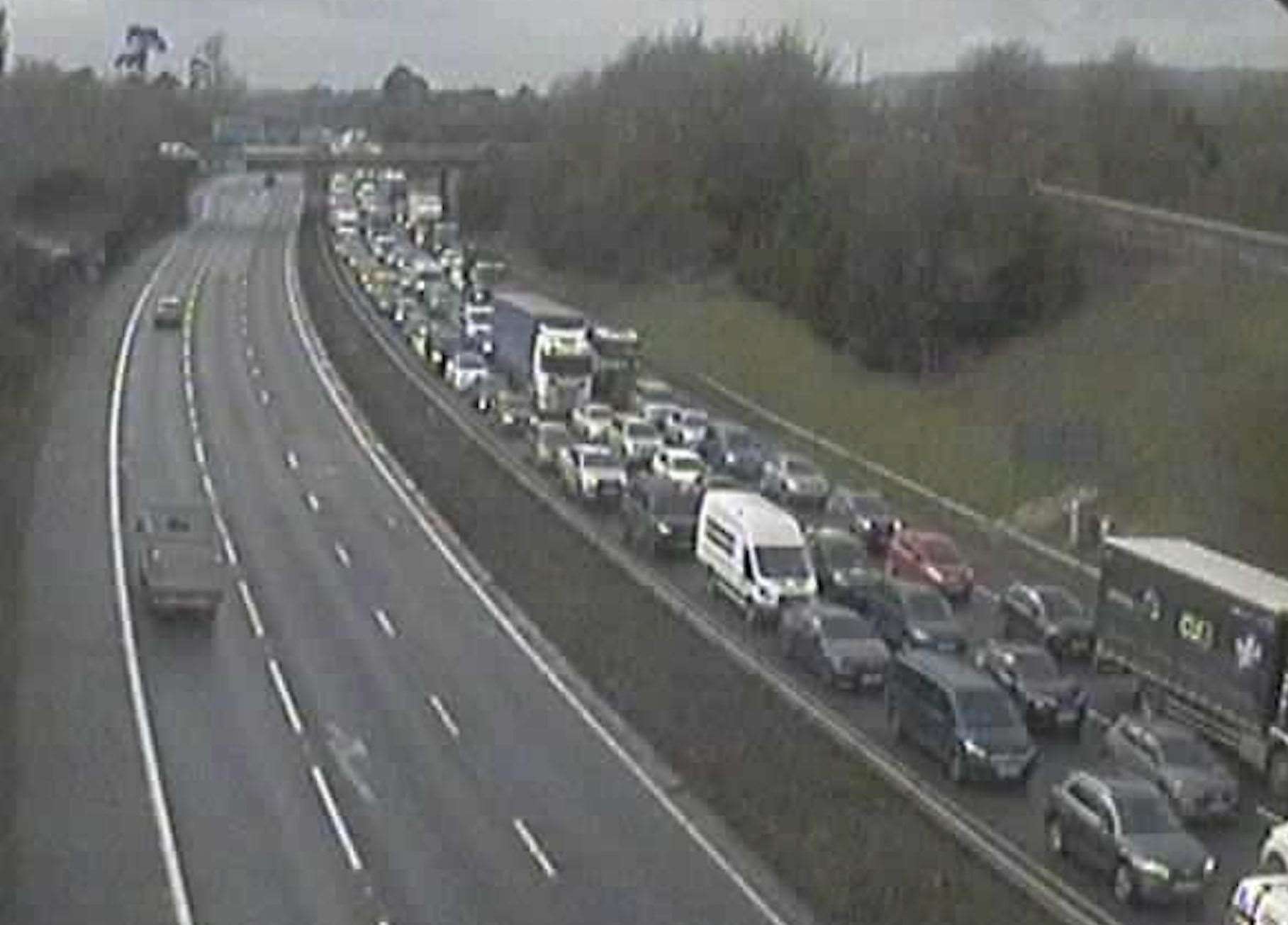 Traffic building on the M25 following a serious crash. Picture: National Highways