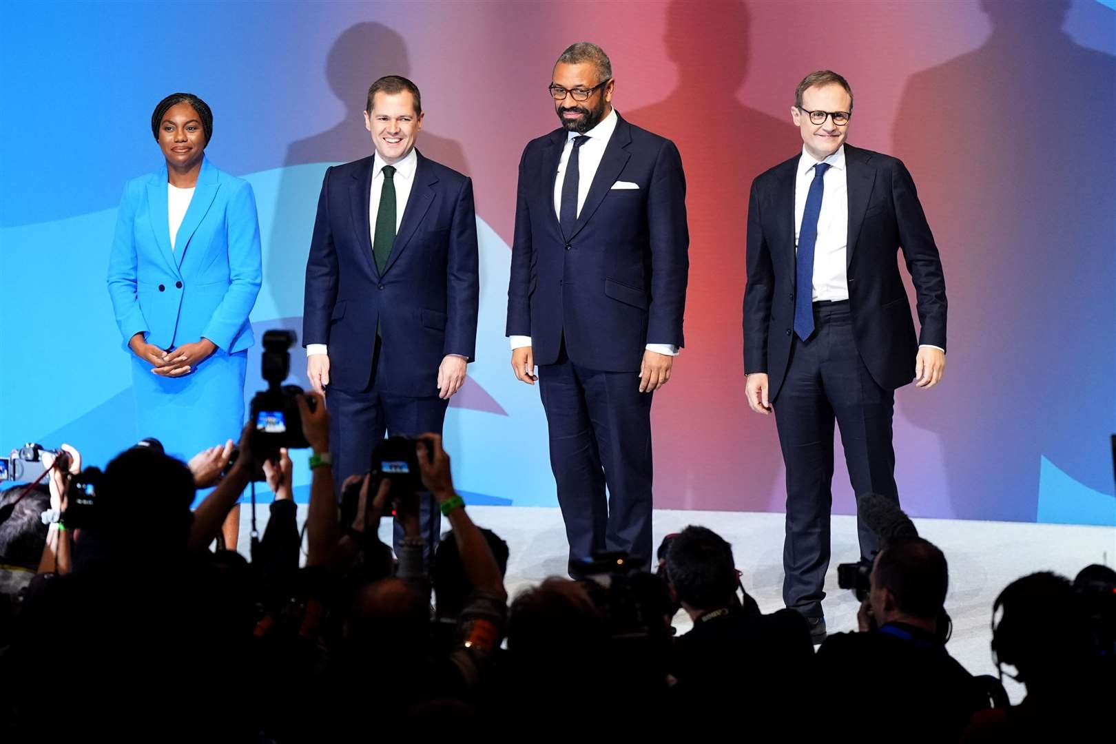 Tory leadership candidates Kemi Badenoch, Robert Jenrick, James Cleverly and Tom Tugendhat (Jacob King/PA)