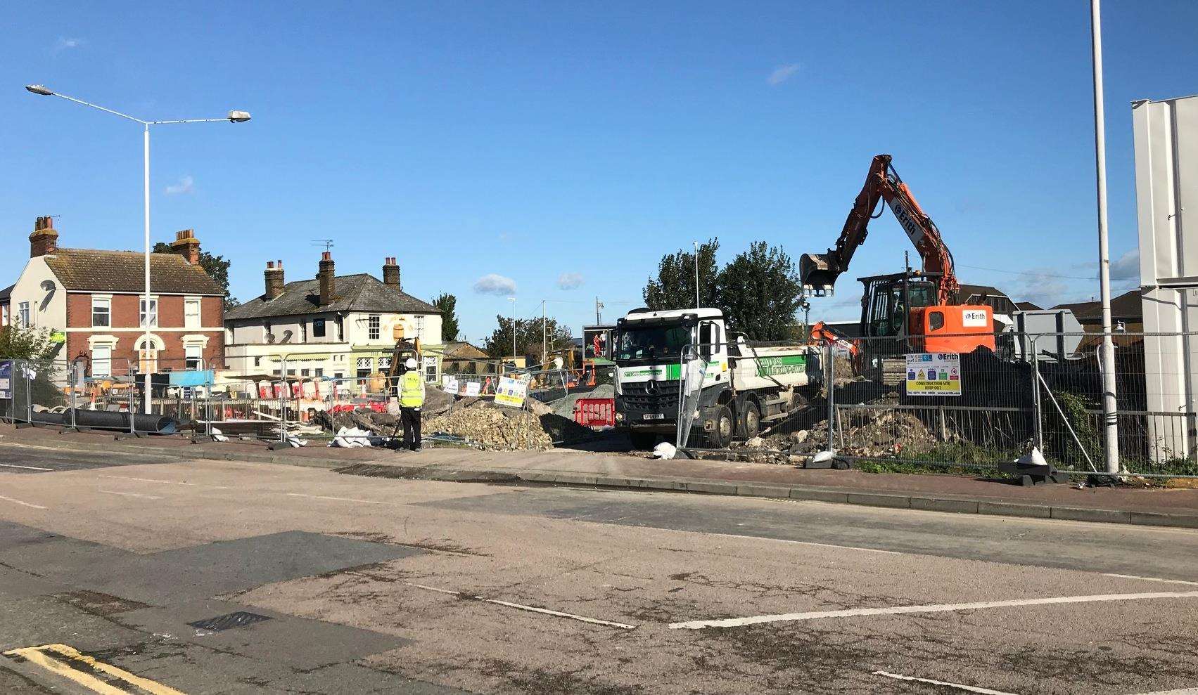 Roadworks being completed in St Michael's Road, Sittingbourne