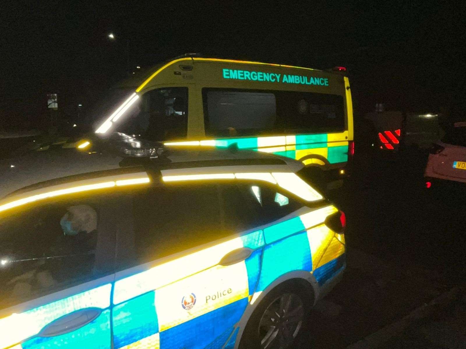 Ambulance crews in East Street, Sittingbourne, on Monday
