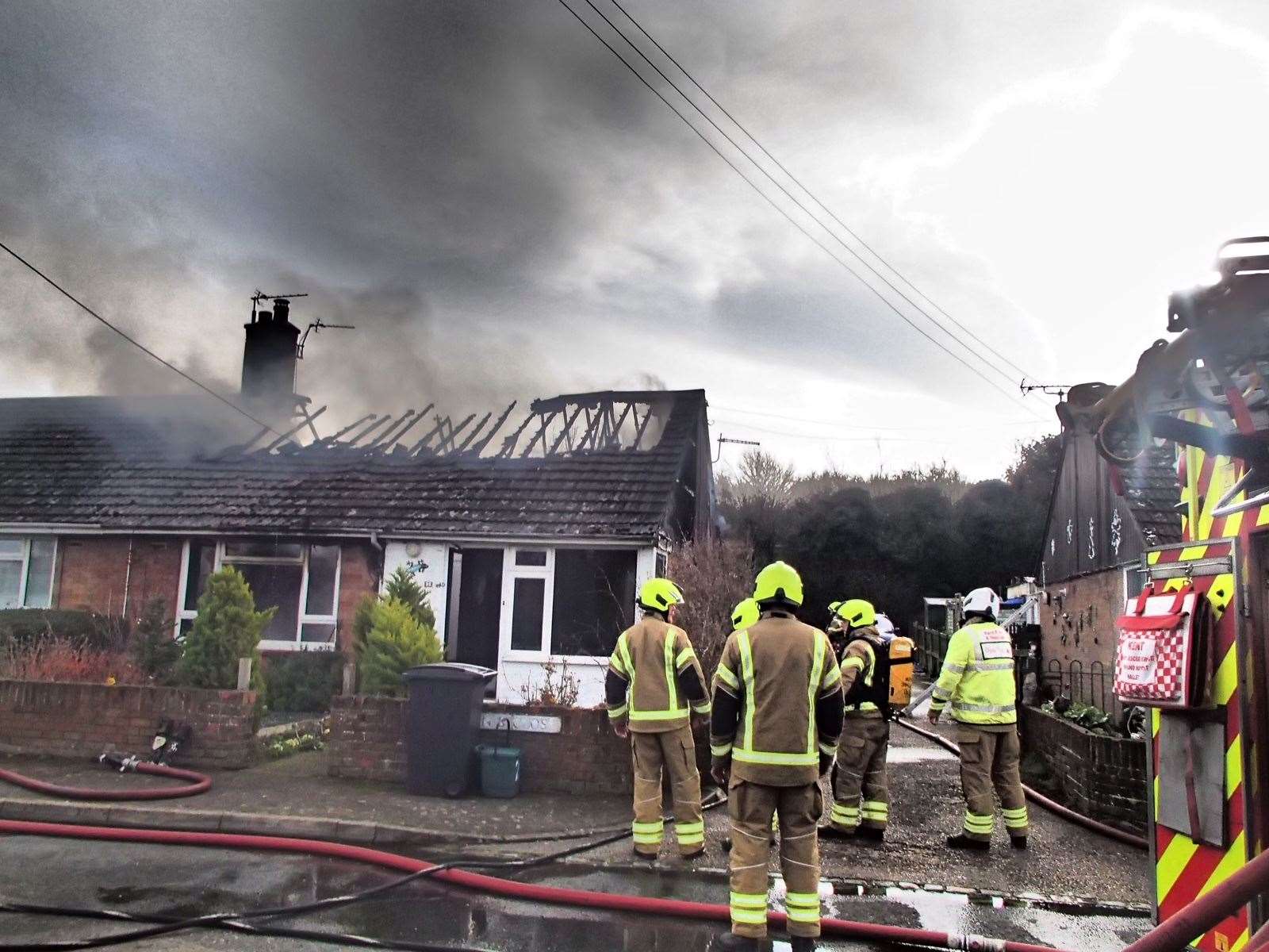 Fire Rages Through Bungalow At Foremans Close, Tilmanstone