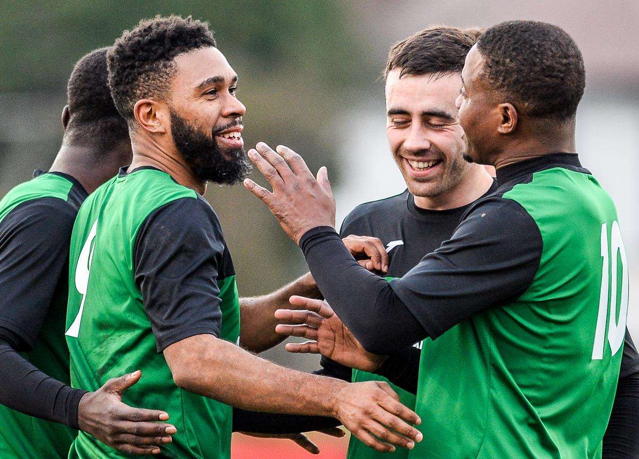 Cray Valley celebrate against Abbey Rangers. Picture: Dave Budden