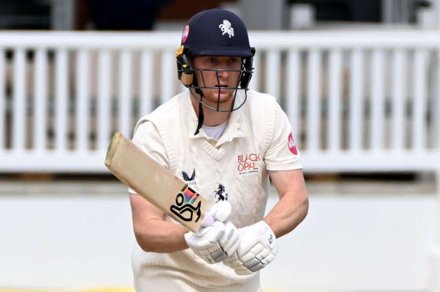 Kent’s Joey Evison - provided some resistance against Nottinghamshire. Picture: Barry Goodwin