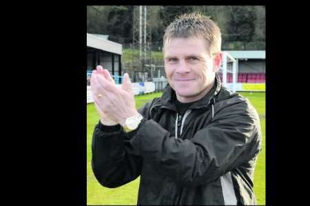 Andy Hessenthaler applauds the fans after the 6-0 win over Sutton