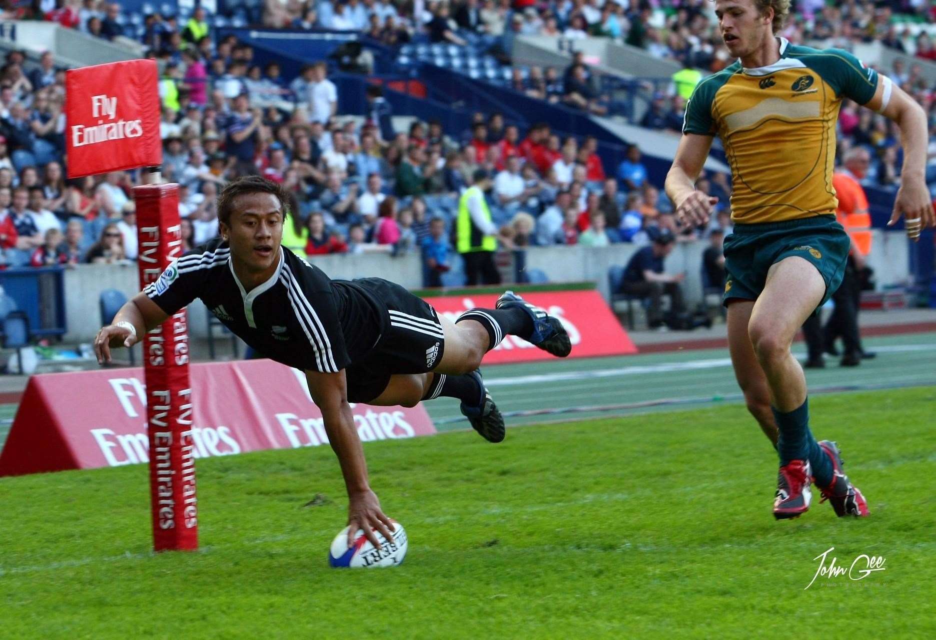 John captured this gravity-defying shot as New Zealand took on Australia Pic: John Gichigi/Getty Images