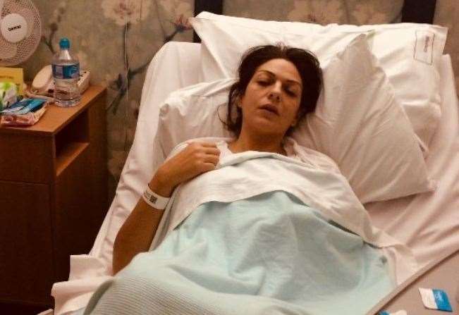 The jury has been shown this picture of Nicole Elkabbass in hospital, which the prosecution say was taken following a routine operation to remove her gall bladder