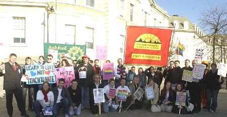 Protestors making their point outside County Hall last year. Picture: BARRY CRAYFORD