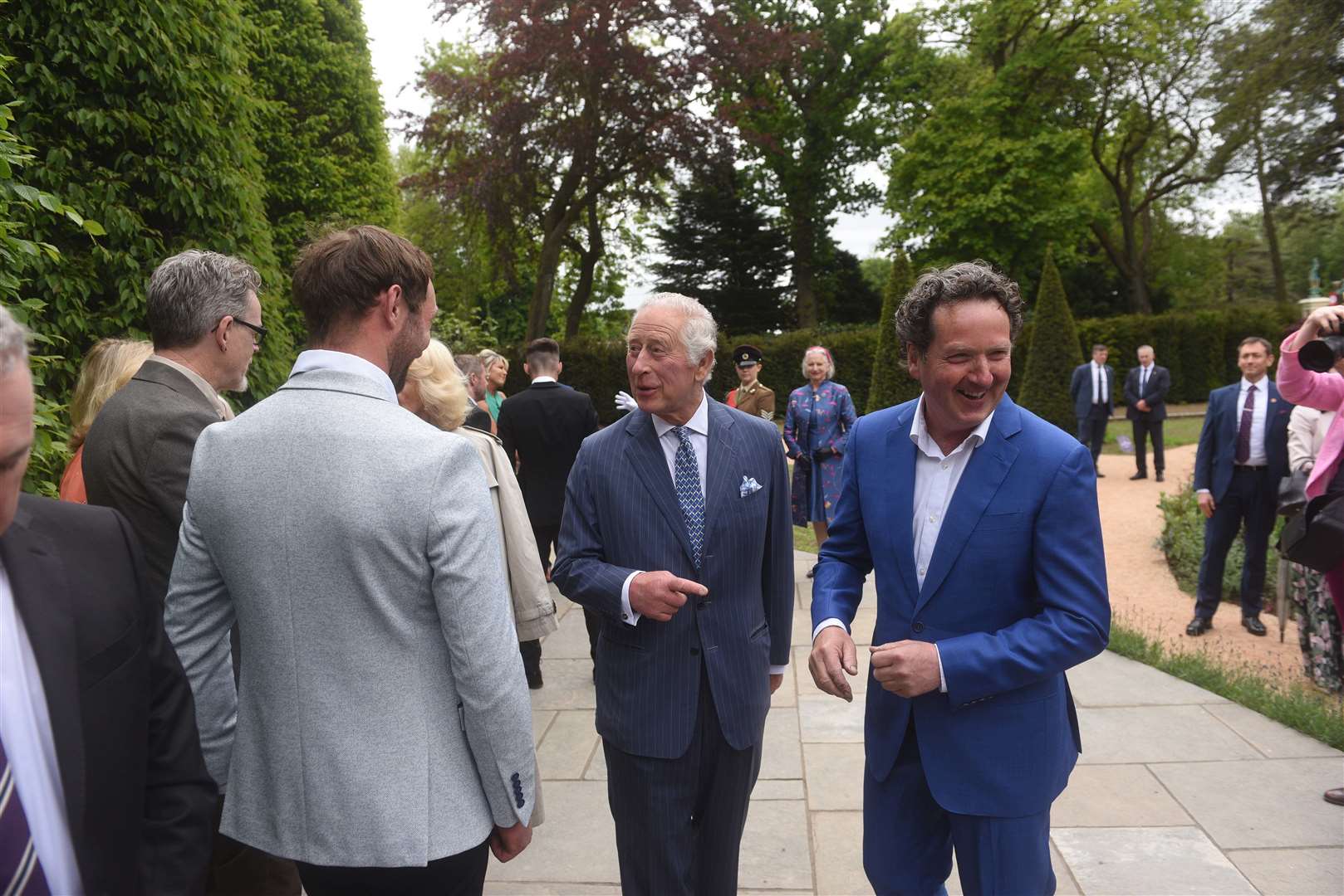 Garden designer Diarmuid Gavin (right) with the King and Queen (hidden) (Mark Marlow/PA)