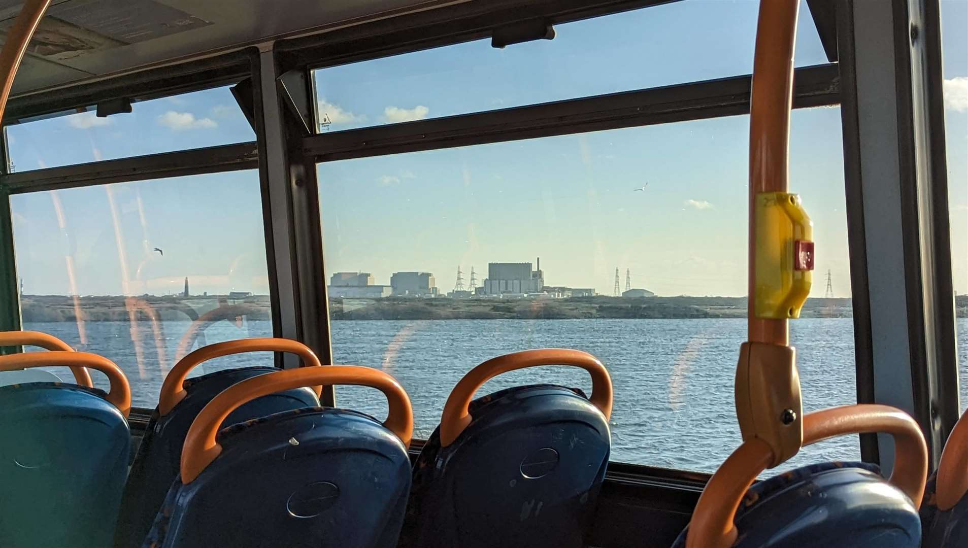 The nuclear power station at Dungeness appears on the horizon