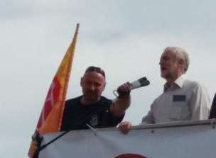 Labour leadership front runner Jeremy Corbyn makes his speech in Ramsgate. With thanks to Sarah Henney for the picture