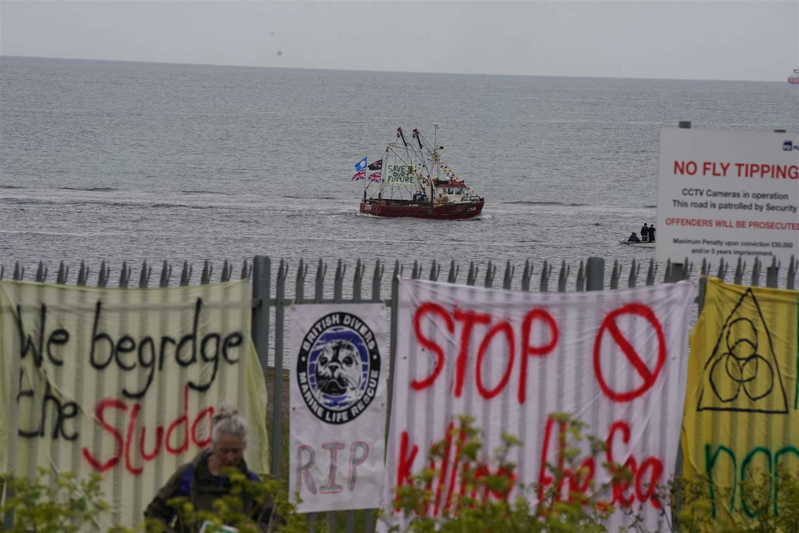 Fishing crews staged a protest near the mouth of the River Tees earlier this year demanding a new investigation into the mass deaths of crabs and lobsters (PA)