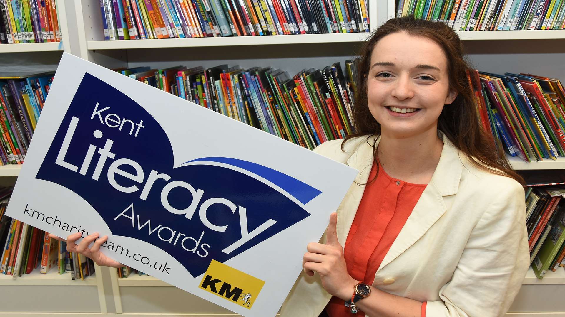 Vicki Lyden of The Canterbury Tales shows her support for the Kent Literacy Awards which remain open for nominations until April 29.
