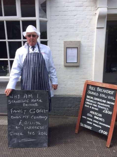 Norman Gunne outside The Fancy Goat restaurant in High Street, West Malling